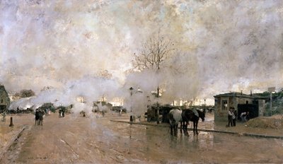 パリサーキットラインの煙、1885年。 作： Luigi Loir