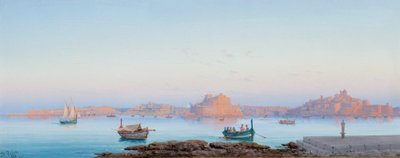 マルタのグランドハーバー、バレッタ出身、1911 作： Luigi Maria Galea
