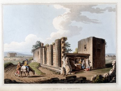 イタリアのアグリジェントにある古代寺院。ロンドンのルイジ・マイヤーが撮影した原画をもとにした「Views in Ottoman Dominions, in Europe, in Asia, and some of the Mediterranean islands」に掲載されている。 作： Luigi Mayer