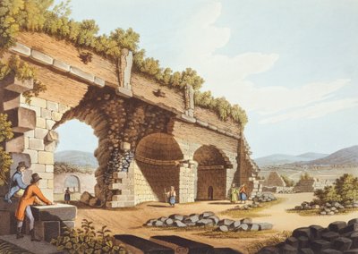 エフェソスのディアナ神殿の前に立つヨーロッパの旅行者たち 作： Luigi Mayer