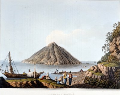 ストロンボリ島 - ルイジ・メイヤー著「オスマン帝国、ヨーロッパ、アジア、地中海の島々の景観」（ロンドン）に掲載 作： Luigi Mayer