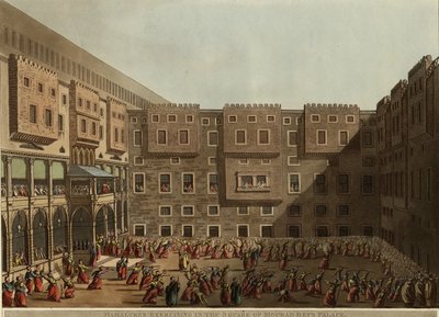 ムラドベイスパレスの広場で運動するマムルーク家、1802年 作： Luigi Mayer