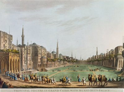 トーマスミルトン（1743-1827）のパブによって彫刻された、グランドカイロのプリンシパルスクエア。ムラドベイの宮殿、「エジプトの景色」からのプレート27。 Robert Bowyer（1758-1834）1801（アクアチント） 作： Luigi Mayer