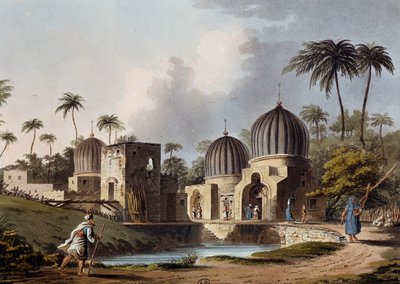 ロゼッタのアラビア聖人の墓」ルイジ・メイヤー（1755-1803年頃）の版画、「エジプト、パレスチナ、その他オスマン帝国の地域における景観」より 作： Luigi Mayer