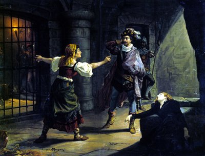 ジュゼッペ・ヴェルディ（1813-1901）の『トロヴァトーレ』（Le Fere）。ルイジ・モルガリのクロモリグラフ。 作： Luigi Morgari