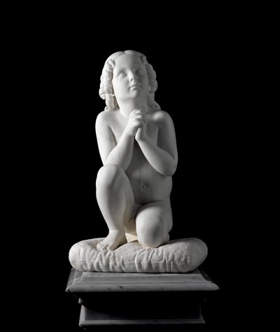 祈りを捧げる少年 ルイジ・パンパローニ（1791-1847）による大理石彫刻、1827年頃、オドン・ディ・サヴォイア公爵のコレクションより。寸法68x38x30 cm Genes, modern art gallery, inv. 919 作： Luigi Pampaloni