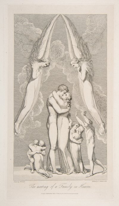 1813年3月1日、ロバート・ブレアの詩「墓」からの天国の家族の会合。 作： Luigi Schiavonetti