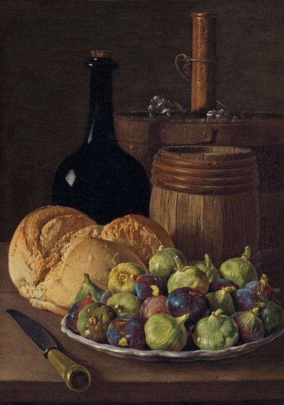 イチジクとパンのある静物、c。 1770年。 作： Luis Meléndez