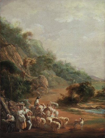 村人とのシーン、1786 作： Luis Paret y Alcazar
