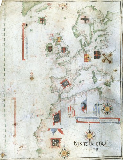 西ヨーロッパと北アフリカのポルトラン海図、1578年 作： Luis Teixeira