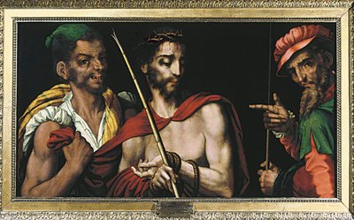 「ポンティウス・ピラトの前のキリスト（ポンティウス・ピラト）」 ルイス・デ・モラレス（1515-1586）の絵画 16世紀 作： Luis de Morales