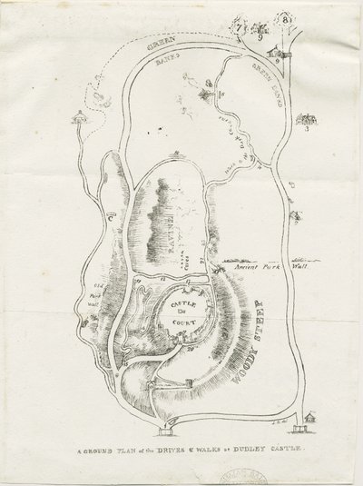 ダドリー城：リトグラフ、nd [c 1825] 作： Luke Booker