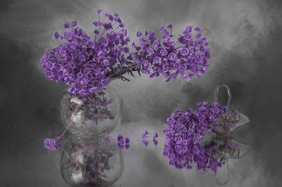 紫の花の映り込み 作： Lydia Jacobs