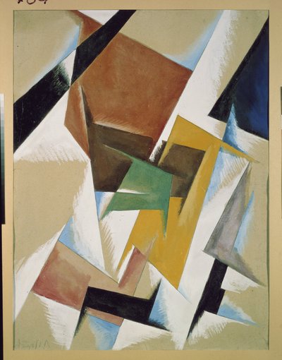 構成。 Lyubov (Lioubov) Sergeyevna Popova (1889-1924) の作品、紙にグワッシュ 作： Lyubov Sergeevna Popova