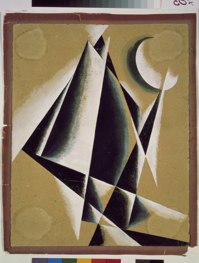 工事。 Lyubov (Lioubov) Sergeyevna Popova (1889-1924) の作品、厚紙にグワッシュ 作： Lyubov Sergeevna Popova