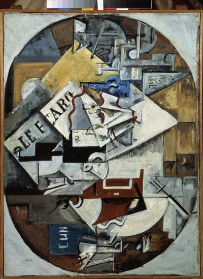 静物。 (Le Figaro) Lyubov (Lioubov) Sergeyevna Popova (1889-1924) 作、キャンバスに油彩 作： Lyubov Sergeevna Popova