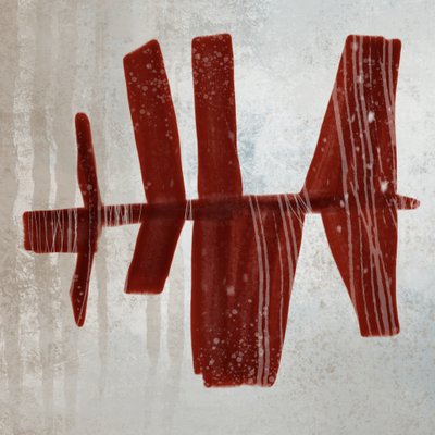 質感のある赤い抽象的な形 作： MANSI SAXENA