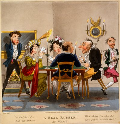 リアルラバー！ウィストで、1827年にジョージ・ハントによって作成された版画（手彩色の彫刻） 作： M. Egerton