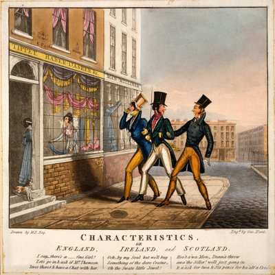 特徴、またはイングランド、アイルランド、スコットランド、ジョージ・ハントによって作られたプリント、1827年（手彩色の彫刻） 作： M. Egerton