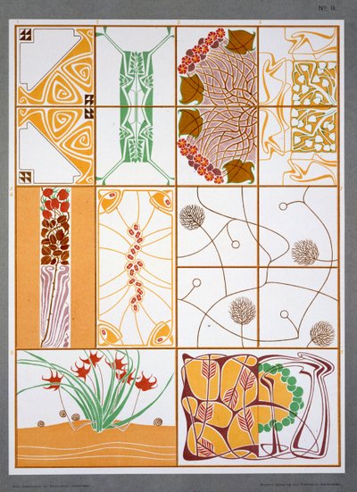 M. J. Gradl による「Modern Designs for Ceilings and Walls」のイラスト、C20th 初期に出版 (カラー リソ) 作： M. J. Gradl