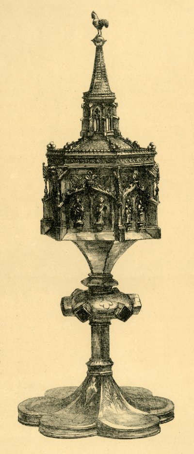 銅の金箔pyx、15世紀半ば、1881年。 作： M Sullivan
