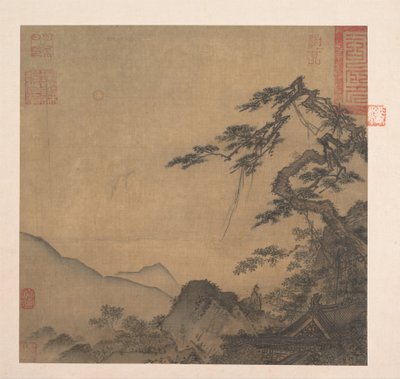 13 世紀の第 2 四半期の大きな松のある風景。 作： Ma Lin