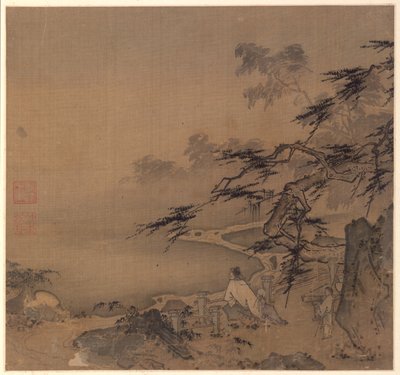 パインシェードストリームで鹿を見る（1127-1279）。 作： Ma Yüan