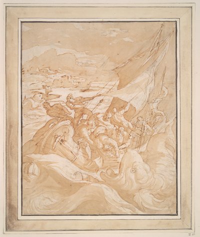 船外に投げ出されたヨナ 作： Maarten de Vos