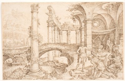 ノアをからかうハム 作： Maarten van Heemskerck