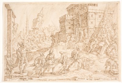 アジの王が埋葬される 作： Maarten van Heemskerck