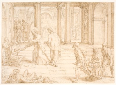 ピーターは子羊を癒す 作： Maarten van Heemskerck