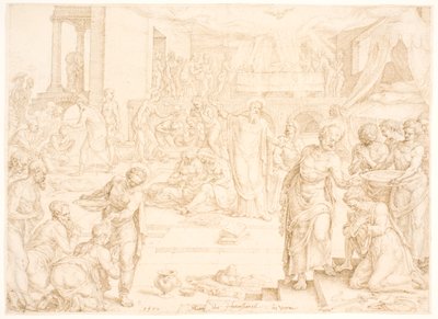 ペテロと他の使徒たちはエルサレムの会衆にバプテスマを施す 作： Maarten van Heemskerck