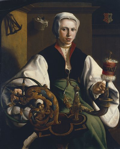 紡ぐ貴婦人の肖像 作： Maarten van Heemskerck
