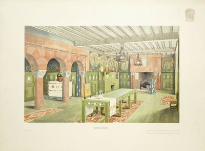 マン島のダイニングルーム、1901年頃（カラーリトグラフ） 作： Mackay Hugh (after) Baillie Scott