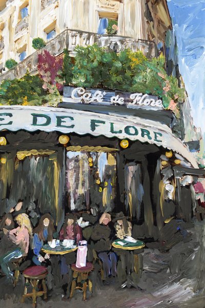 カフェ・デ・フロール、2019年（アーカイバル顔料プリントにアクリル絵の具） 作： Madeleine Gross