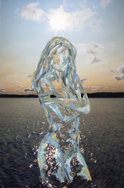 Lake Figure, 2019（アーカイバル顔料プリントにアクリル絵の具） 作： Madeleine Gross