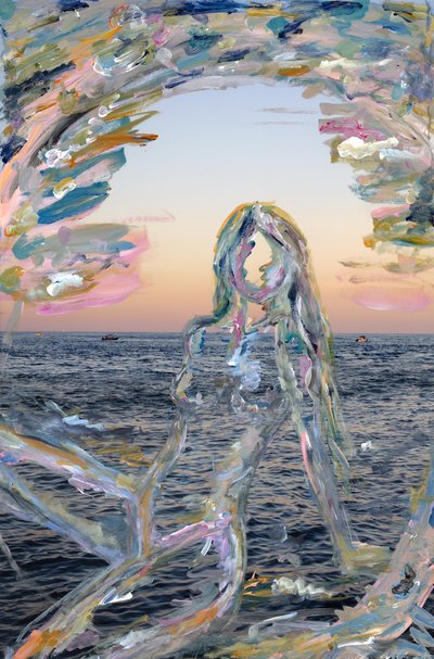 Miami Sunset Silhouette, 2021（アーカイバル顔料プリントにアクリル絵の具） 作： Madeleine Gross