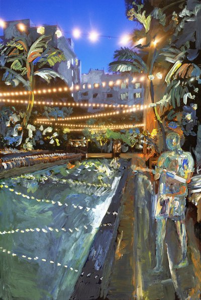Night Swim, 2021（アーカイバル顔料プリントにアクリル絵の具） 作： Madeleine Gross