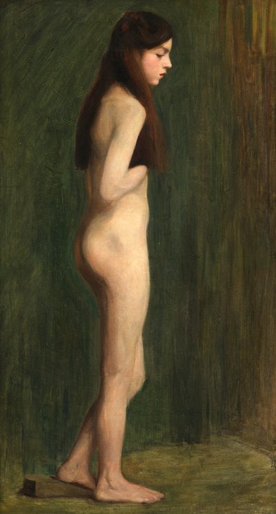 Studio Nude in Green (キャンバスに油彩) 作： Madeline Emily Green