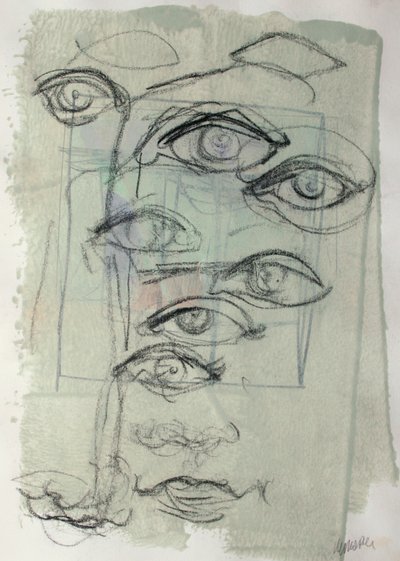 スケッチブック41、2025年（紙にテンペラ、木炭） 作： Madgalena Morey