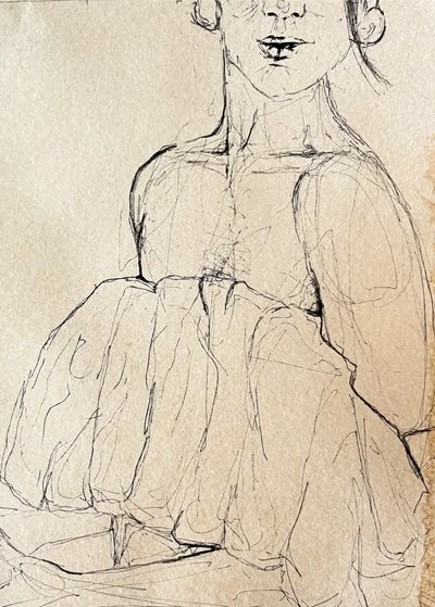物思いにふける人物のスケッチ 作： 