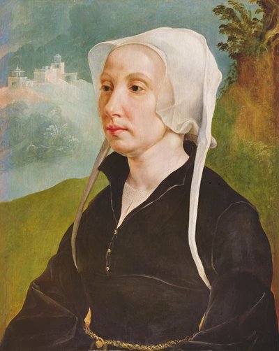 女性の肖像（油彩・パネル） 作： Maerten van Heemskerck