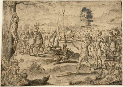 父の死体への銃撃 作： Maerten van Heemskerck