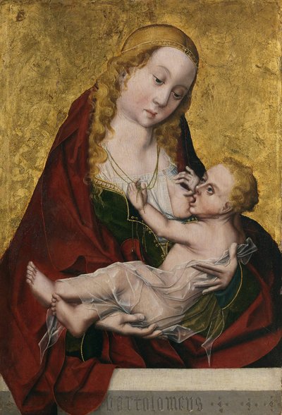 子供に乳を飲ませる聖母、c. 1490年 作： Maestro Bartolomé