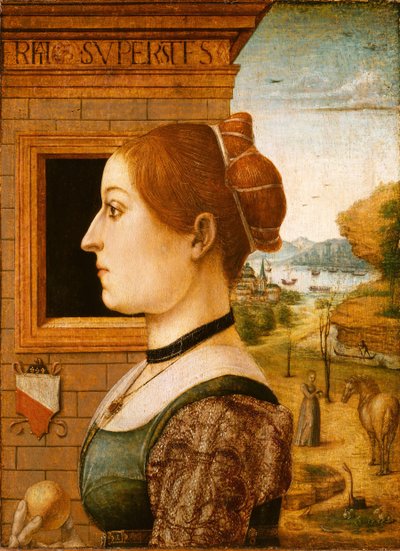 アントニオ・ルパリ・ゴッザディーニ作、おそらくジネヴラの女性の肖像、1494年。 作： Maestro delle Storie del Pane