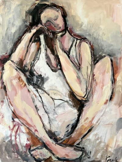 物思いにふける座る女性 作： Magdalena  Krzak