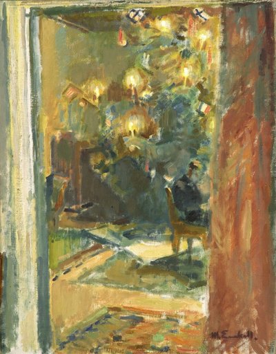 1920年代初頭のキロマナーサロンのクリスマスツリー 作： Magnus Enckell