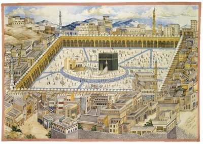 メッカのカアバ神殿と周辺の建物の眺め、19 世紀後半 作： Mahmud