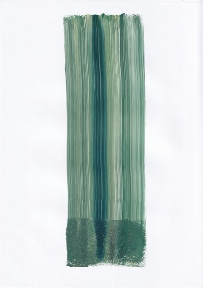 緑の筆触による抽象画 作： Maira Ribena