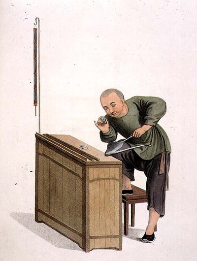 J.ダドリーが彫った「中国の衣装」の4枚目のプレート「A Money-Changer」。 作： Major George Henry Mason